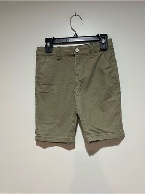 Denim&Co Olive Green Kids Flat Front Shorts
